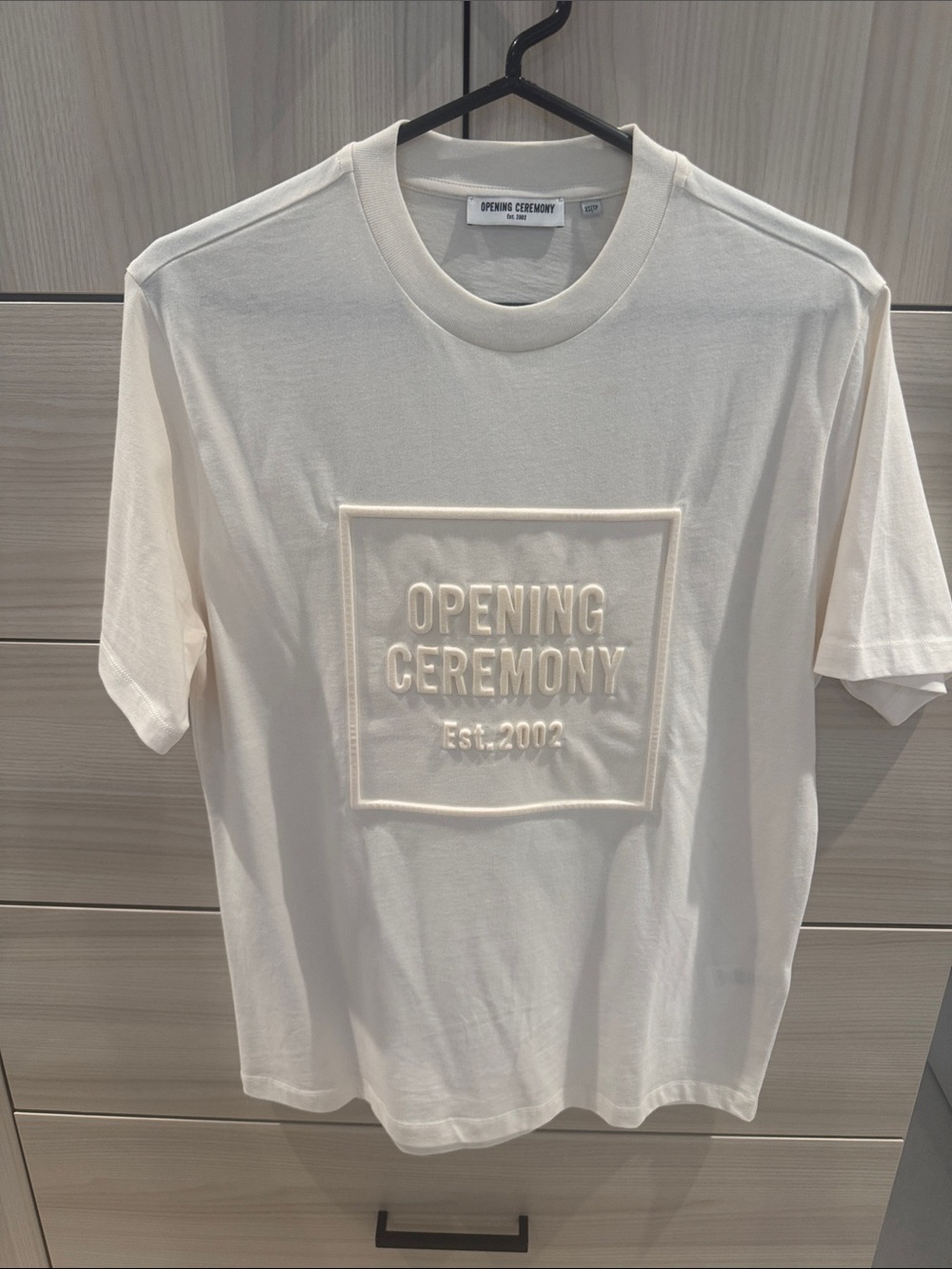 Opening Ceremony Men’s Cream Embossed Logo Tee